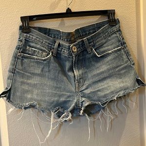 7 for all mankind jeans turned cutoff shorts. Great "boyfriend" kind of fit